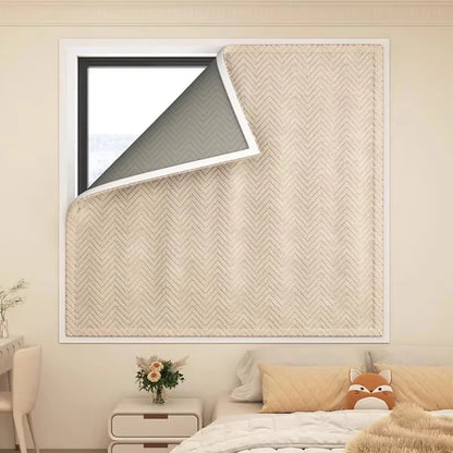 Velcro Curtain Nordic Style Thickened Cotton Thermal Insulated Window Drapes - Living Room Bedroom Balcony