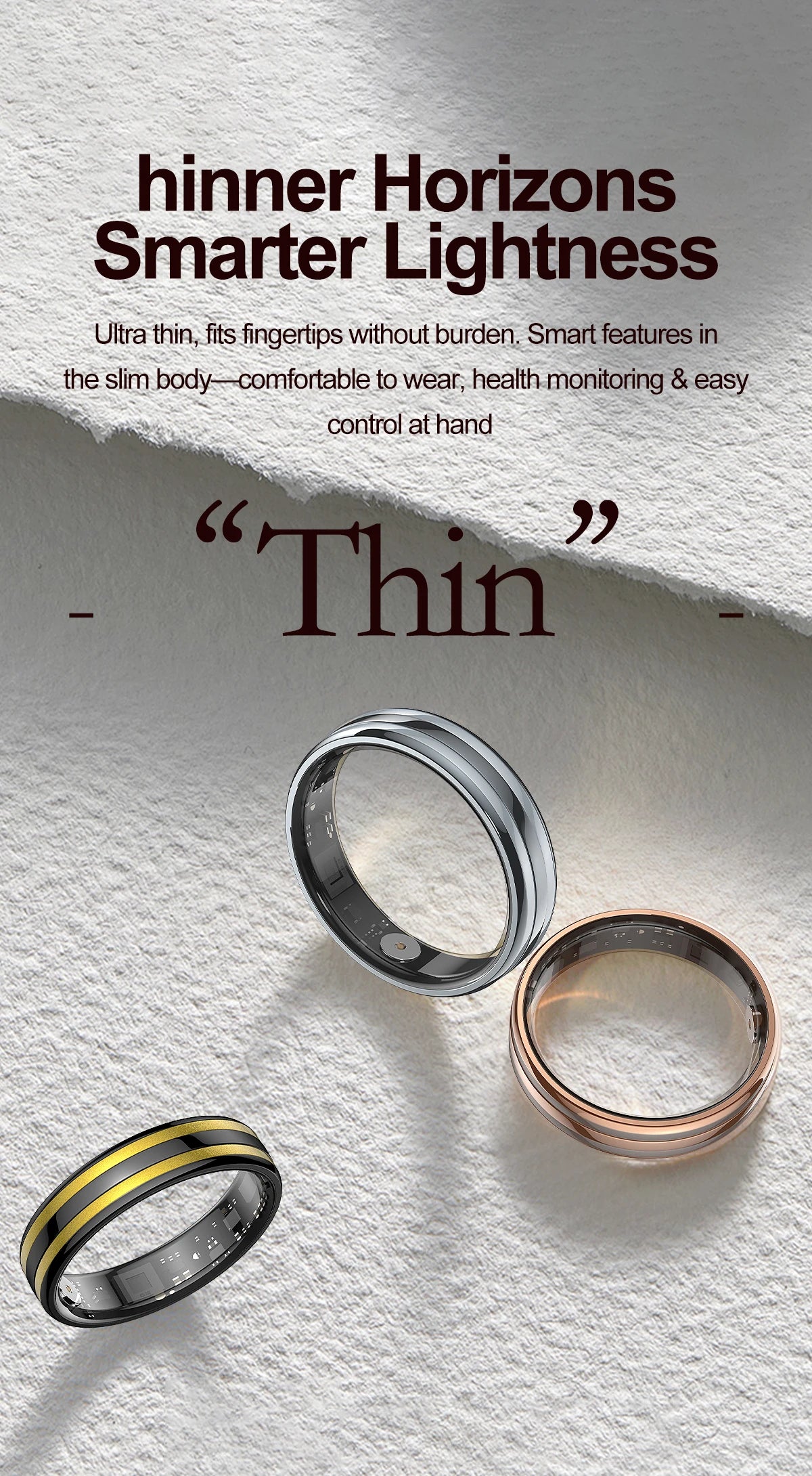 Fashion Smart Ring Health Monitor Sleep Tracker Step Calorie Counter Lightweight Waterproof Smart Jewelry Gift