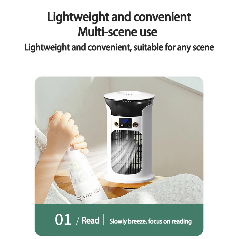 Mute Desktop USB Mini Portable Air Conditioner Fan for Room Home Camping Humidifier Water Mist Cooling Fan Night Lamp Air Cooler