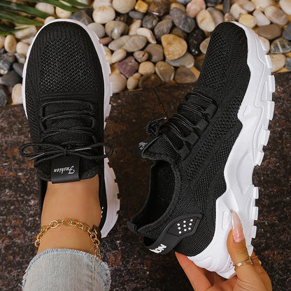 Fashion Knitted White Sneakers for Women Summer Mesh Breathable Platform Sports Shoes Woman Thick Bottom Non Slip Running Shoes