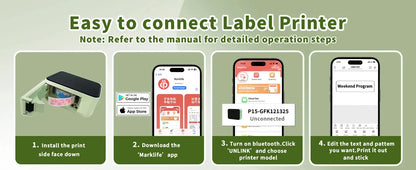 Marklife P15 Portable Thermal Printer Mini Label Printer Maker Inkless Self-adhesive Printing Machine Sticker Labeling Machine