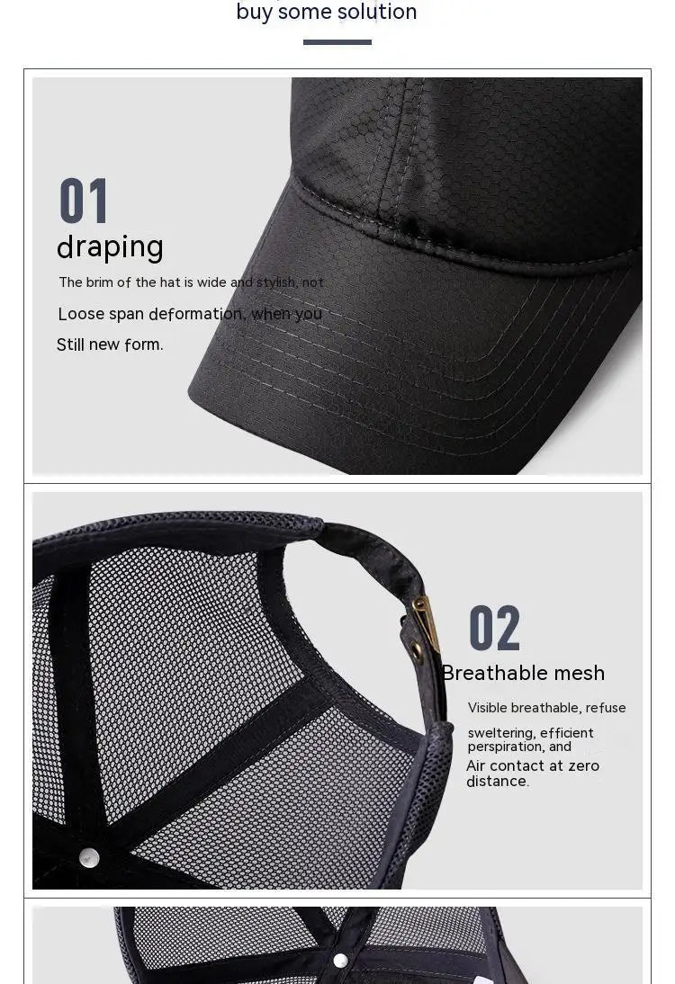 Oversize Big Head Man Plus Size Baseball Cap Spring Summer Thin Fabric Mesh Sun Hat Male Snapback M 55-59cm L 60-64cm