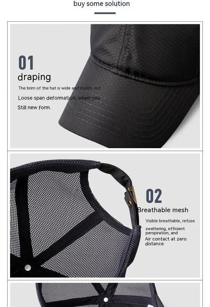 Oversize Big Head Man Plus Size Baseball Cap Spring Summer Thin Fabric Mesh Sun Hat Male Snapback M 55-59cm L 60-64cm
