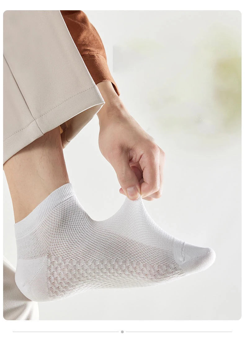 4 Pairs Men's Socks Classical Pure Cotton Antibacterial Deodorant Mesh Sweat Absorption Foot Massage Short Socks Sports Bussiess