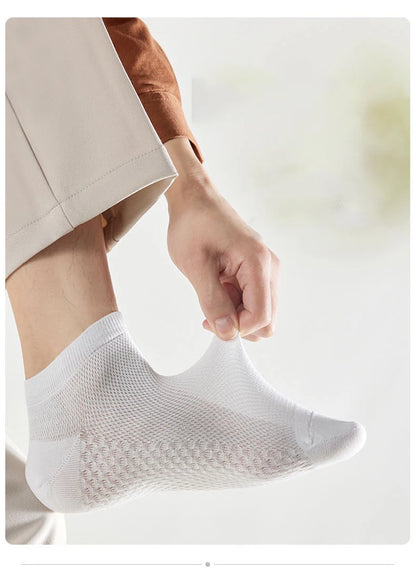 4 Pairs Men's Socks Classical Pure Cotton Antibacterial Deodorant Mesh Sweat Absorption Foot Massage Short Socks Sports Bussiess