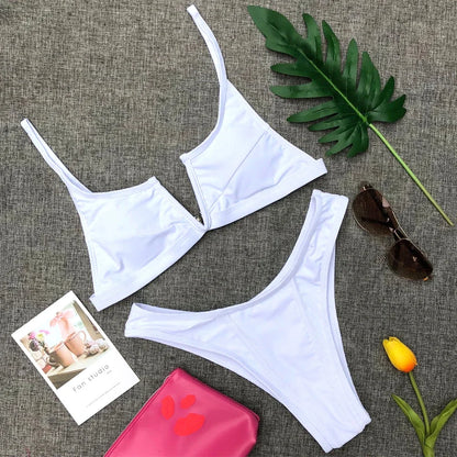 V Shaped Thong Bikini - Denim Two Piece Bikini Set With Push Up Bathing Suit