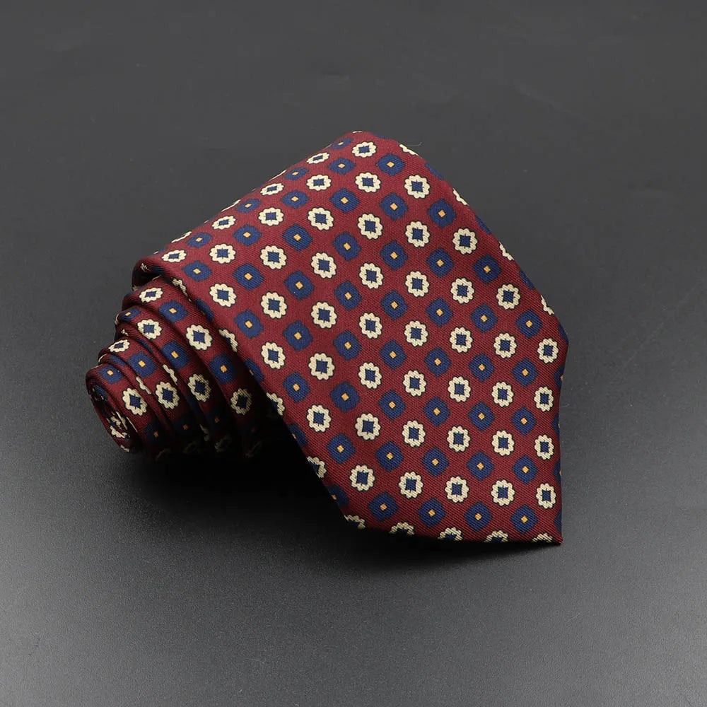 Mens Silk Tie - 75cm Soft Novelty Necktie in Blue Green Orange Floral Pattern