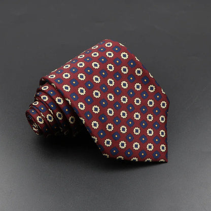 Mens Silk Tie - 75cm Soft Novelty Necktie in Blue Green Orange Floral Pattern