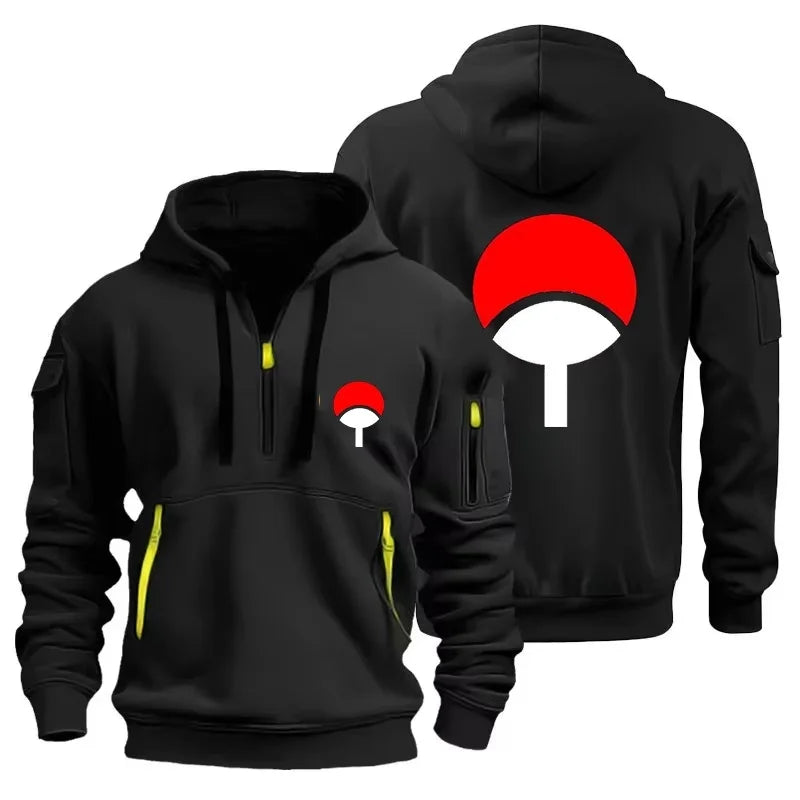 Naruto Anime Half Zipper Hoodie Casual Versatile Sweatshirt Comfortable Daily Fashion Zip-Up Sweatshirt for Fans