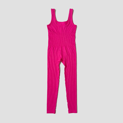 Women's Seamless Yoga Set | Ribbed One Piece Fitness Jumpsuit - High Waist Workout