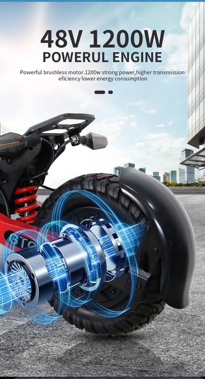 Arwibon GT06 1200W Foldable E-Scooter for Adults -Max Speed 25MPH, 48V 13AH/23.4AH, 11"Off-Road Tires | US Stock, Factory Direct