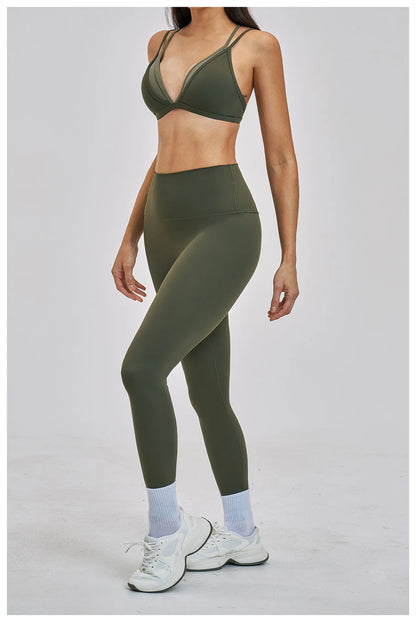 Yoga Sets 2PCS Women's Tracksuit Fitness Outfits Sportswear Workout Set Sports Bra High Waist Leggings Gym Clothing Sports Suits
