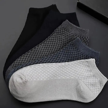 1/5 Pairs Men Bamboo Fiber Business Ankle Socks Spring Summer Lightweight Breathable Odor Proof Sweat Absorbing Leisure Socks