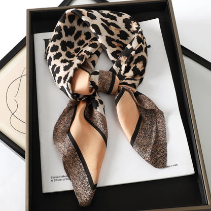 Luxury Silk Cat Print Scarf - Womens Neck Hair Tie Bandana Foulard 70cm