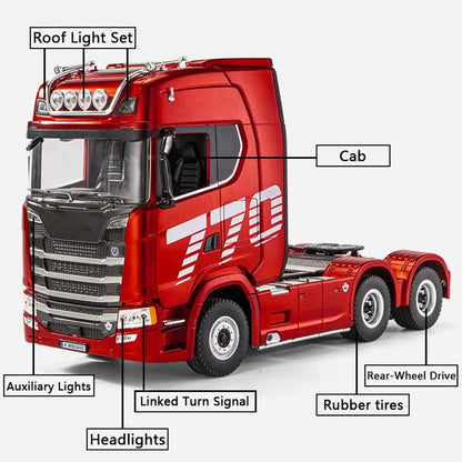 HUINA 1501 770S RC Tractor Truck - 118 Scale Alloy Engineering Vehicle with Lights and Sounds - ZOOMNSTORE