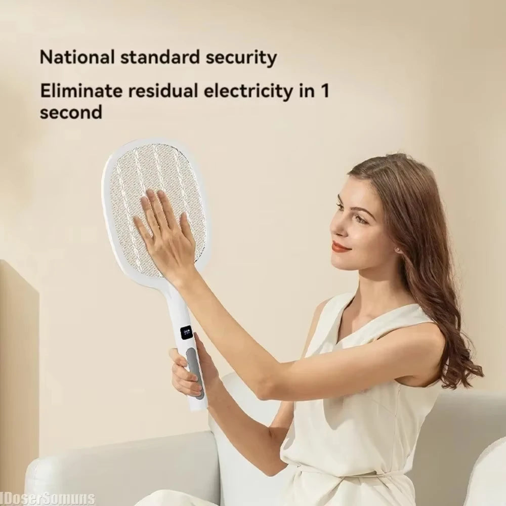 Electric Fly Swatter Handheld Fly Killer and Mosquito Trap Lamp Safe Rechargeable for Home Office Backyard Patio Camping