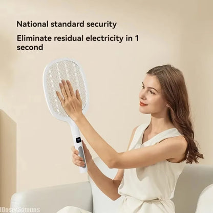 Electric Fly Swatter Handheld Fly Killer and Mosquito Trap Lamp Safe Rechargeable for Home Office Backyard Patio Camping