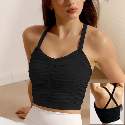 Front Zipper Sports Bra - Women's Athletic Crop Top, Push Up Wireless Fitness Tank