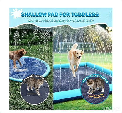 60-97'' Winter and Summer Outdoor and Indoor Dog Shower Playpool Inflatable Sprinkler Pad Pet Fountain Foldable Pad Dog Shower