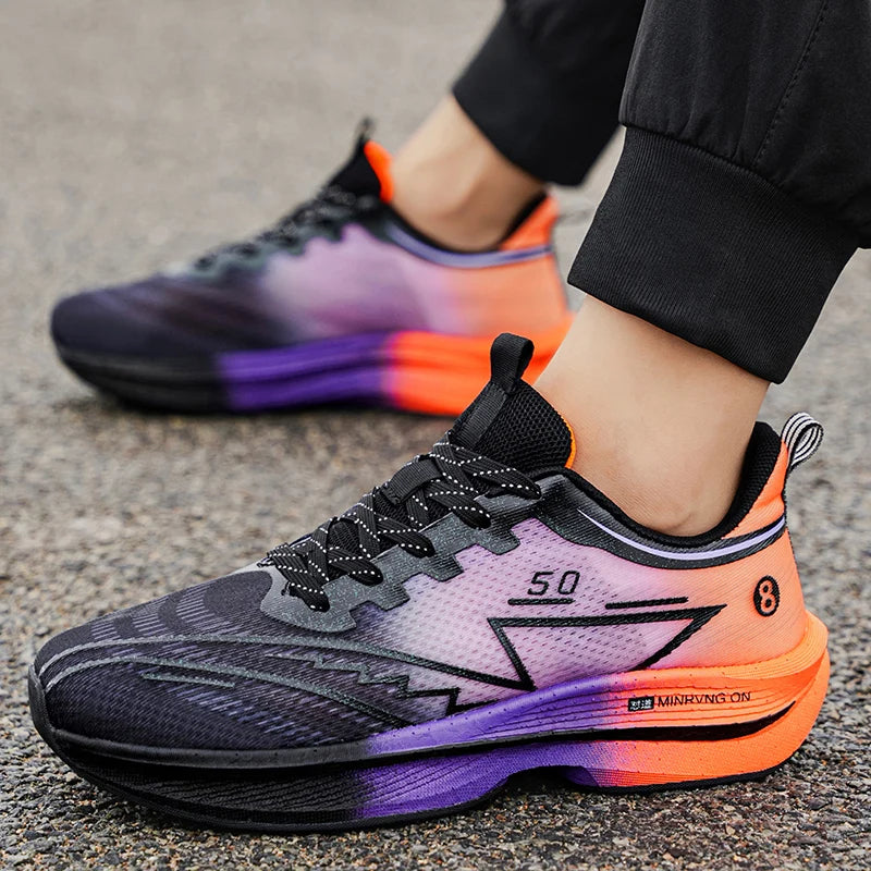 Marathon Men Sports Running Shoes Carbon Board Air Cushion Breathable Lightweight Women's Comfortable Athletic Nonskid Sneakers