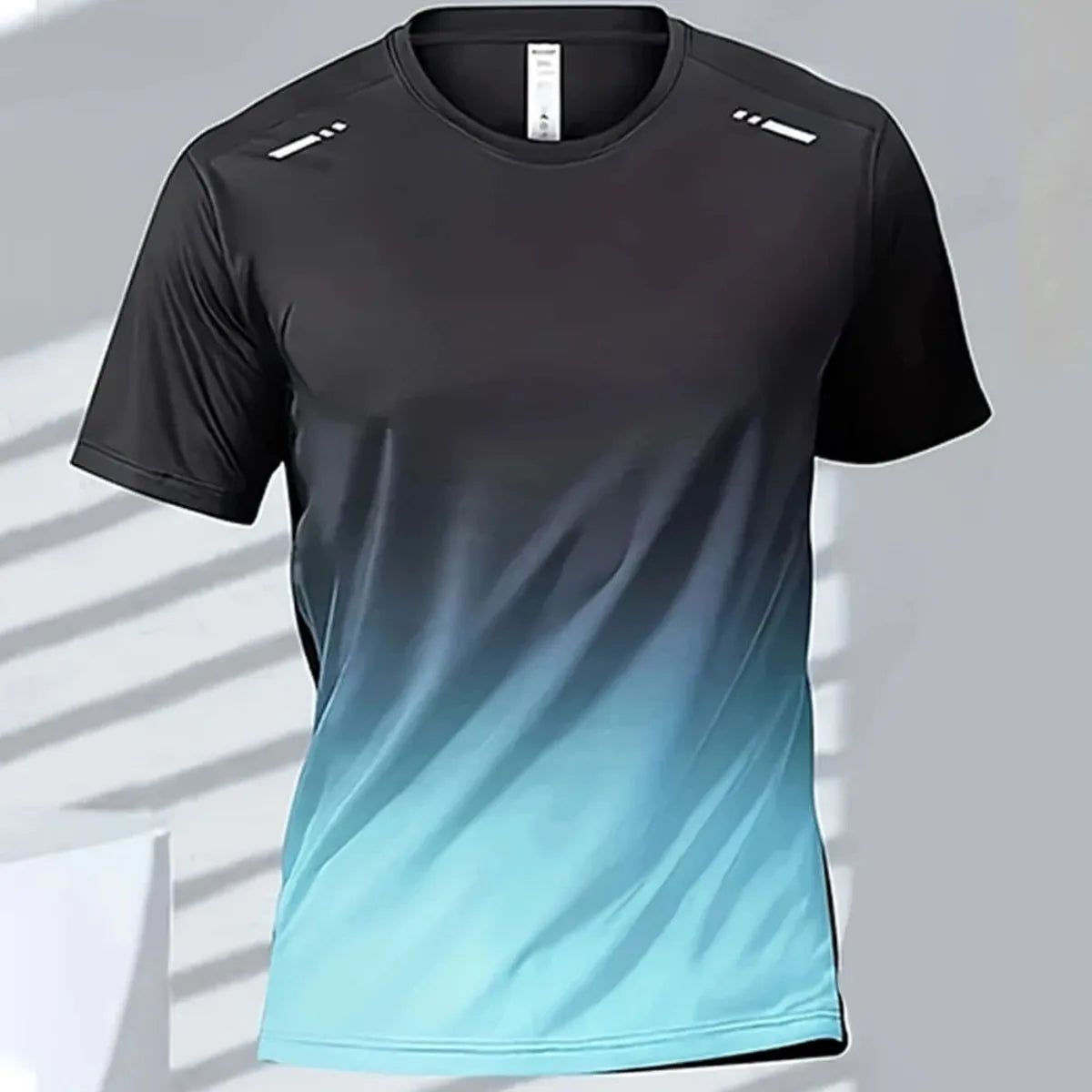 Men's Gradient Print T-Shirt – Breathable Quick-Dry Round-Neck Top