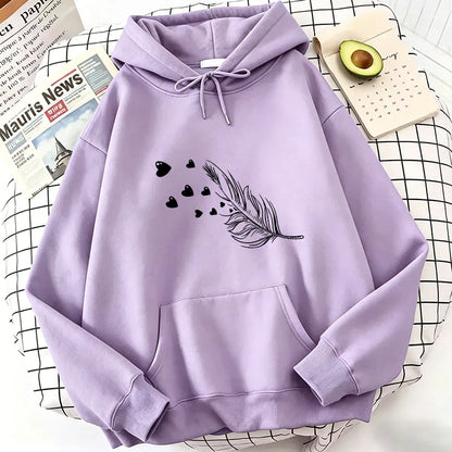 Retro Love Heart with Leaf Casual Hoodies Sweatshirts Men Women Fashion Clothing Hooded Casual Y2k Sweatshirt