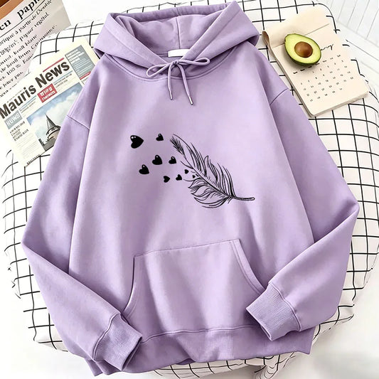 Retro Love Heart with Leaf Casual Hoodies Sweatshirts Men Women Fashion Clothing Hooded Casual Y2k Sweatshirt