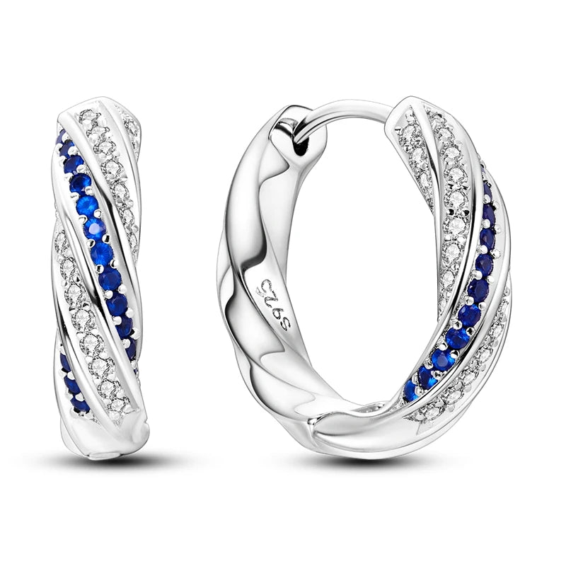 Sterling Silver Hoop Earrings – Zirconium Star Drop Style For Women’s Anniversary Jewelry Gift