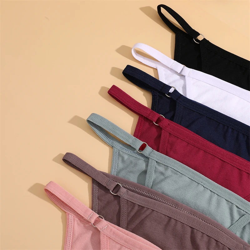 FINETOO 4Pcs Women's Cotton Panties Sexy Metal Ring Waist Underwear Solid Breathable Panties Ladies Soft Briefs Comfort Lingerie