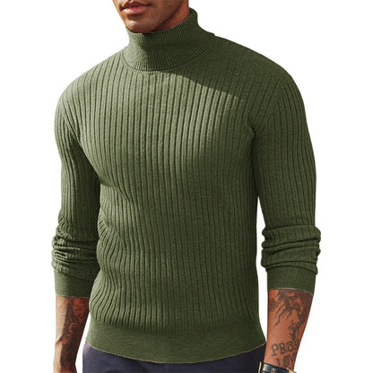 Autumn Men's Slim Fit Long Sleeve Turtleneck Sweater Casual Knitted Pullover Sweaters Outdoor Winter Warm Thick Heavyweight Top