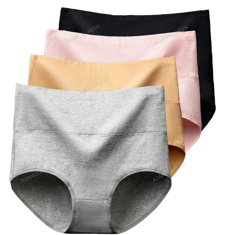 4Pcs/Lot High Waist Panties Women Underwear Cotton Shapers Body Slimming Plus Size Briefs Underpants Female Sexy Lingerie Shorts