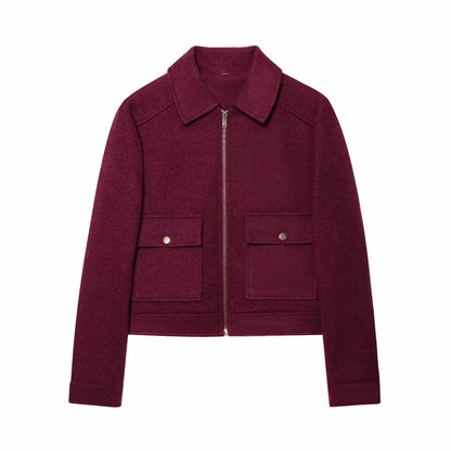 Women's Zipper Jacket - Casual Long Sleeve Coat With Pocket | Lightweight Winter Outerwear