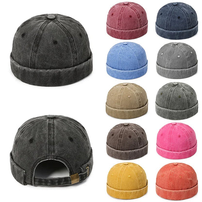 Denim Docker Cap – Brimless Sailor Beanie, Adjustable
