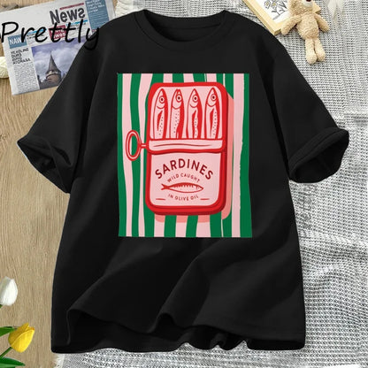 Sardines T-shirt Trend Italy Lovers T Shirt Woman Man Cotton Short Sleeve Harajuku Tshirt Causal Round Neck Womens Clothing