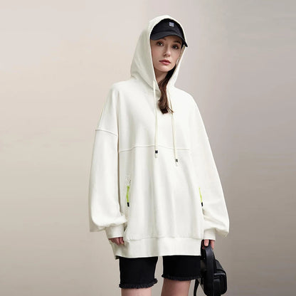Amii Women's Sweatshirt 2026 Spring New Casual Letter Embroidery Printed Hooded Sweater Women's Loose Versatile Top 12641024