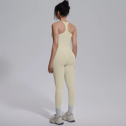 Quick Drying Legging Outdoor Running Yoga Set for Womans High Waisted Push Up Female Pants Gym Sexy Beautiful Back Vest Yoga Set