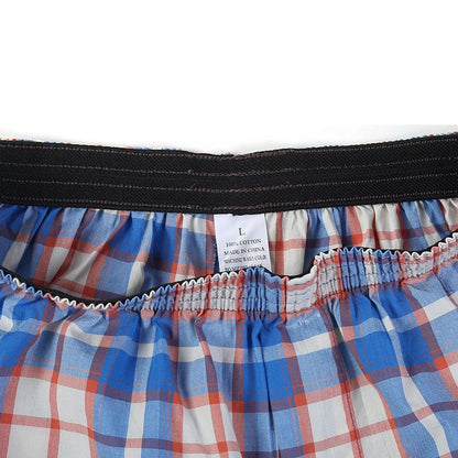 5Pcs/lot Men Plaid Boxer Summer Thin Shorts Underwear Casual Elastic Waistband Button Mens Boxer Underwear Woven Shorts for Home