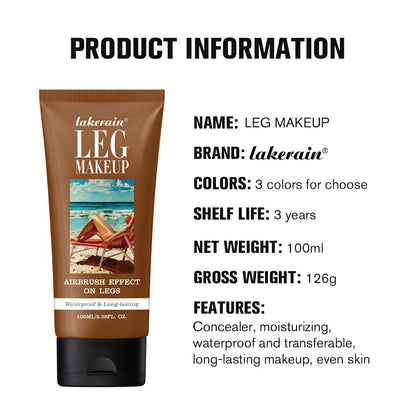 Lakerain Leg Makeup 100ML Long Lasting Moisturizing Waterproof Anti Transfer Concealer Even Skin Tone Body Foundation Leg Makeup