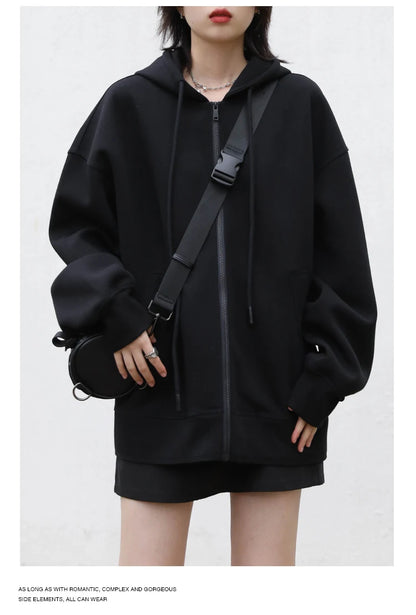 CHIC VEN Women Sweatshirts Hoodies Solid Loose Casual Hooded Female Tops Lady Coat Medium Length Overcoat Spring Autumn 2025