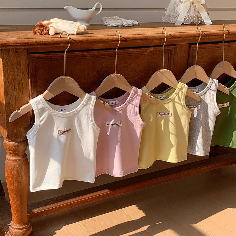 Kids Summer Clothes Sleeveless T-shirt Fashion Children T-shirt For Girls Boys Cotton Vest Tops