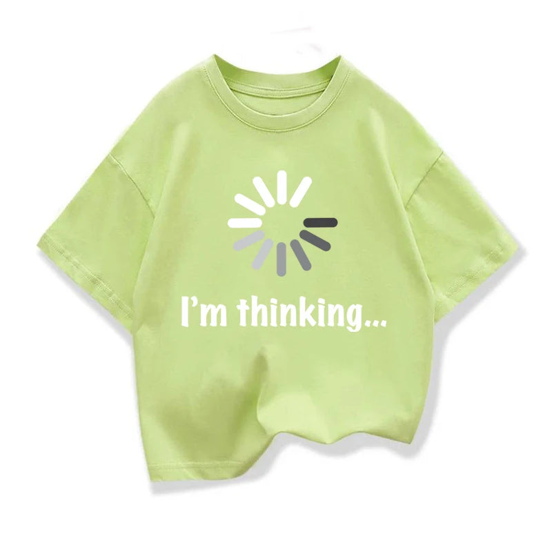 Kids T-shirt High Quality Cotton Funny I‘m Thinking Printed Casual Loose Boys Streetwear Cool T Shirt O-neck Kids Tops Tees