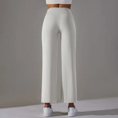 Women Leggings Wide Leg Flare Pants With Pockets Drawstring Sports Trousers High Waist Flared Yoga Leggings Fitness Running Jogg