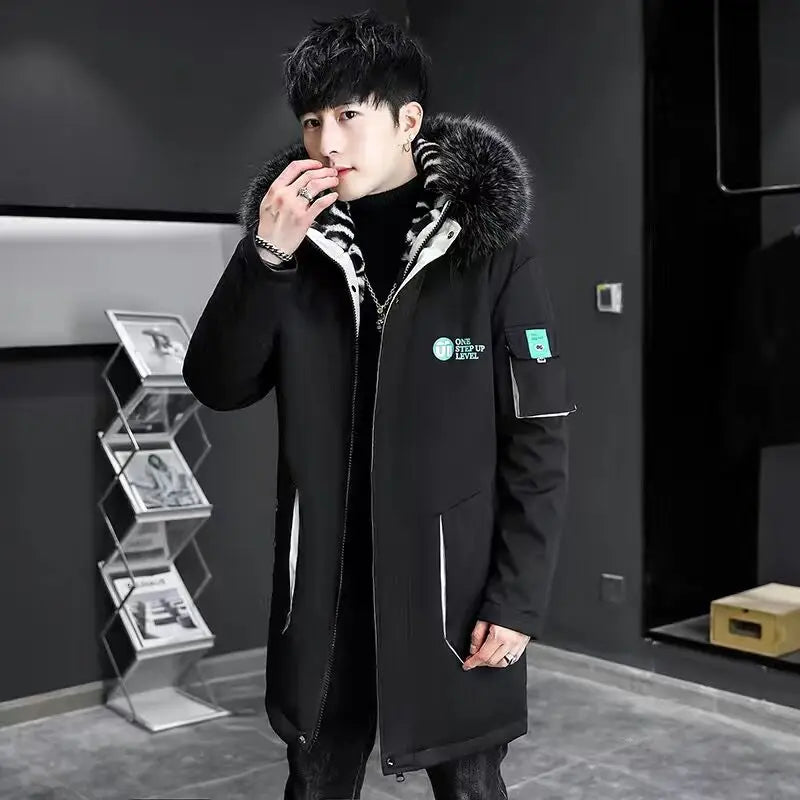 Men Winter Jacket – Thick Warm Parka Coat With Zipper Closure And Hooded Design