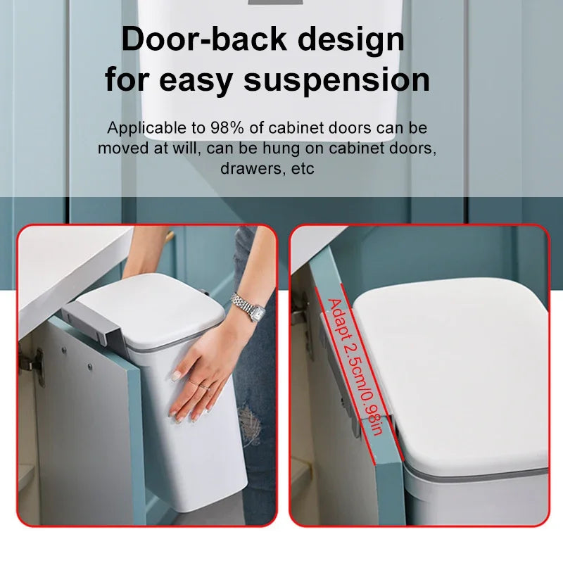 Wall Mounted Trash Can - 79L Hanging Waste Bin with Lid for Kitchen and Bathroom