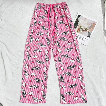 Hello Kitty Pajama Pants Anime Cartoon Sanrio Home Pants Couple Home Sleepwear Trousers Leisure Home Clothing