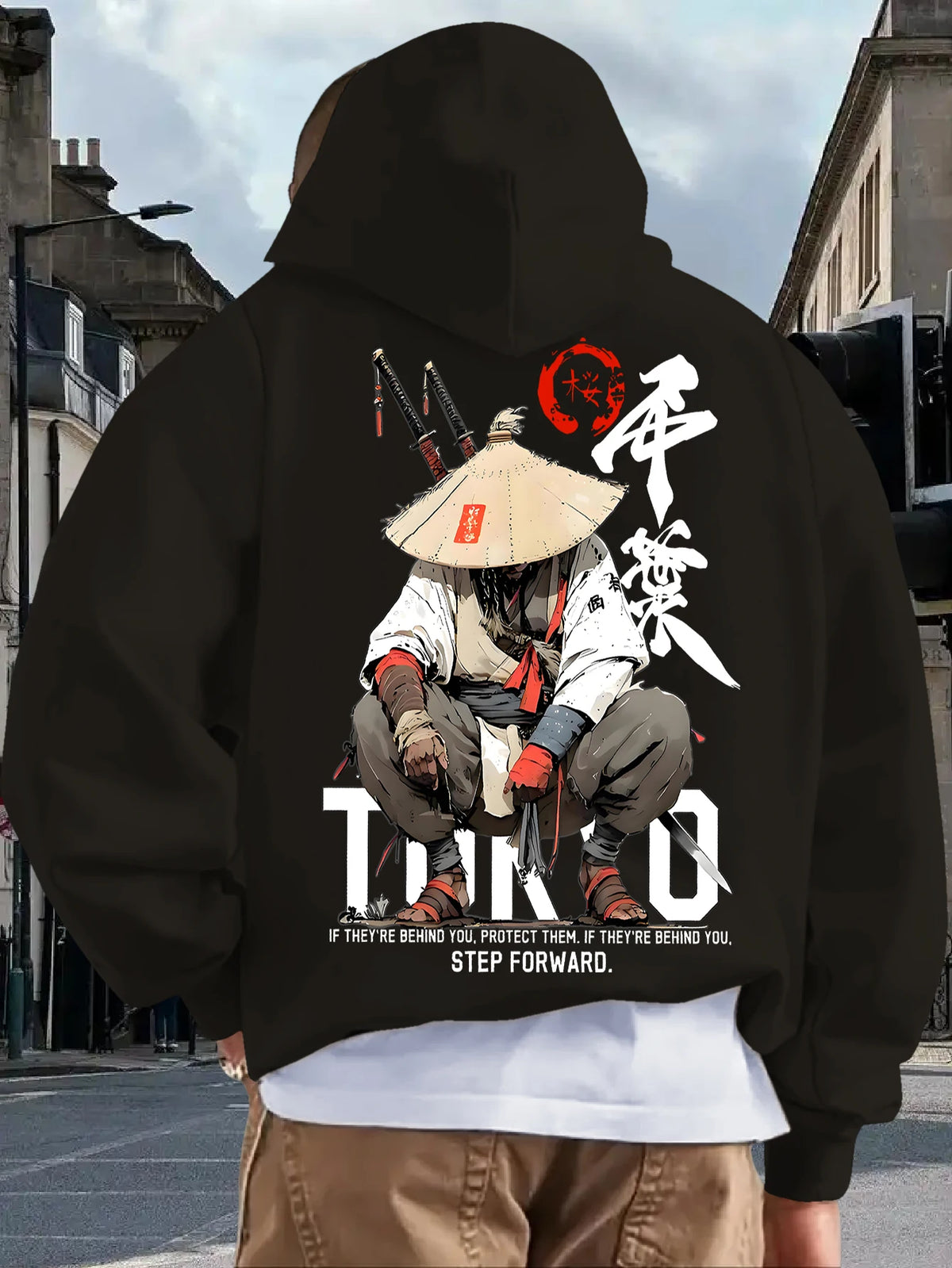 Japan Style Men Women Pullover Hoodie Street Casual Harajuku Retro Art Swordsman Sports Y2K Autumn Winter Sweatshirt Top Clothes