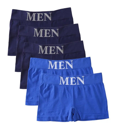 5PCS Thin High Elastic Men's Boxers Comfortable Plain Color Boxer Briefs Breathable Solid Underpants for Men