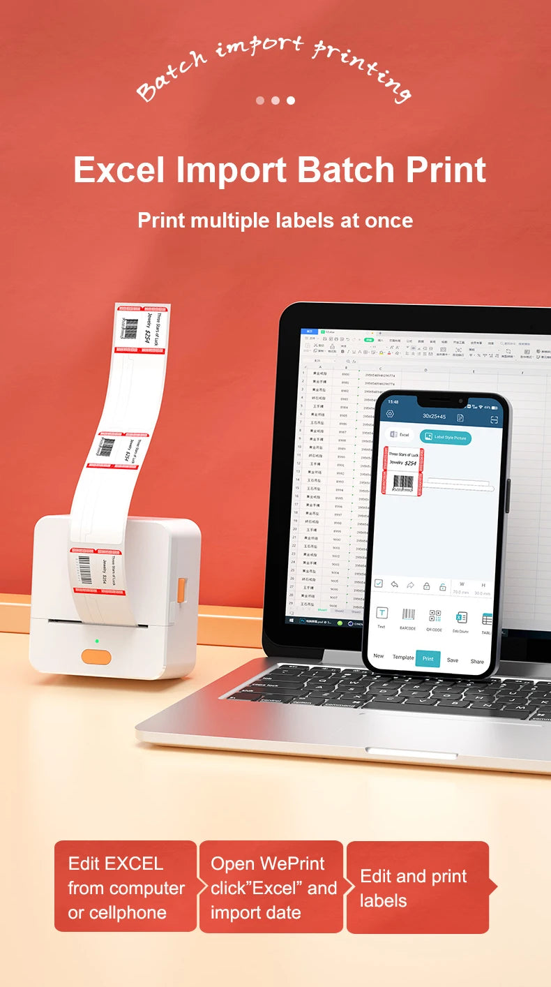 Self-adhesive Jewelry Label for DETONGER P1 Mini Portable Thermal Label Printer Wireless Inkless Logo Sticker Printer