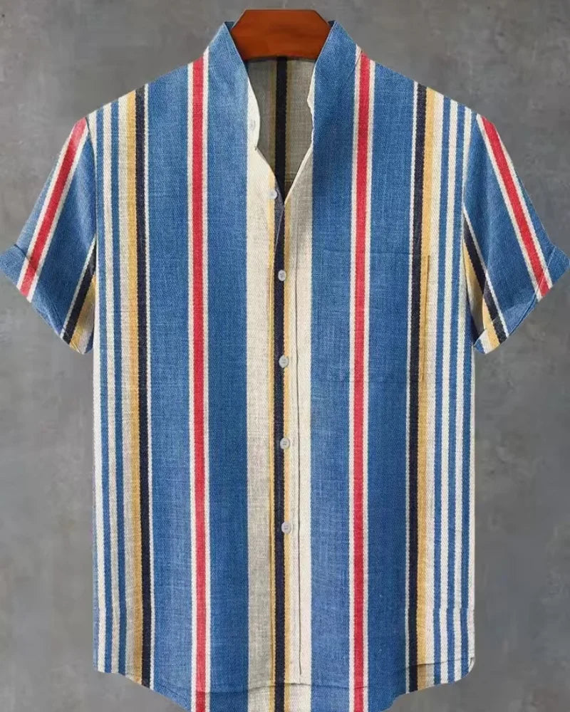 Hawaiian Casual Printed Men's Linen Shirt Short Sleeved 3D Printed Original Summer Plus Size Street Top Mens Clothing