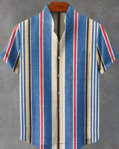 Hawaiian Casual Printed Men's Linen Shirt Short Sleeved 3D Printed Original Summer Plus Size Street Top Mens Clothing